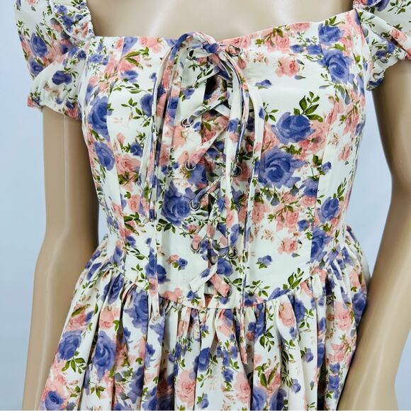 Cider Floral Corset Mini Romper Dress - Picture 6 of 12